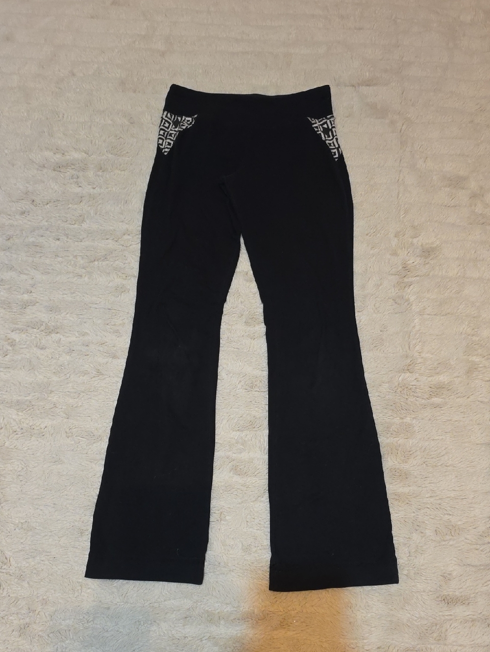SO Black Flare Pants with Patterned Pocket Trim